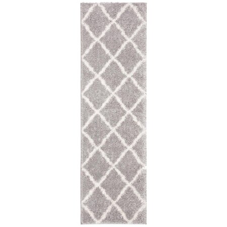 Safavieh 2 ft. 3 in. x 11 ft. Parma Shag Runner Area Rug; Grey & Cream PMA521G-211